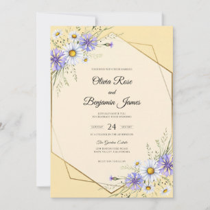 Lavender Daisy Yellow Eucalyptus Wedding Invitation