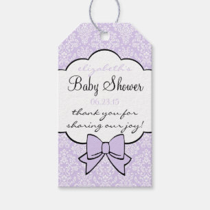 Lavender Damask Elegant Baby Shower Guest Favour Gift Tags