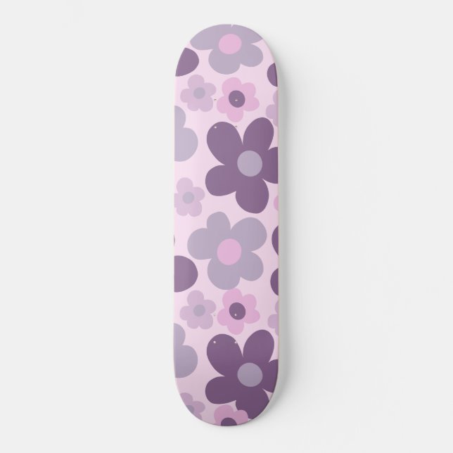 Lavender Dasies Retro Dream #1 #retro #decor #art  Skateboard (Front)
