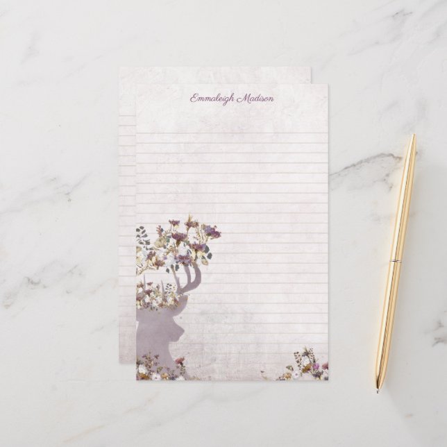 Lavender Deer Dreamy Boho Chic Monogram (Front/Back In Situ)