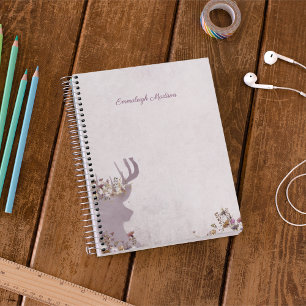 Lavender Deer Dreamy Boho Chic Monogram Notebook
