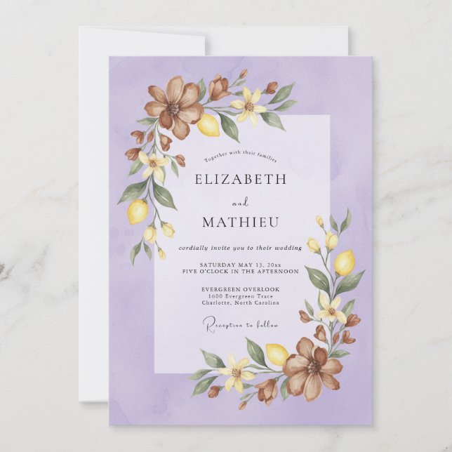 Lavender Delicate Nature Wedding Invitation (Front)