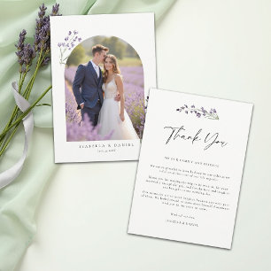 Lavender Delicate Watercolor Elegant Photo Wedding Thank You Card