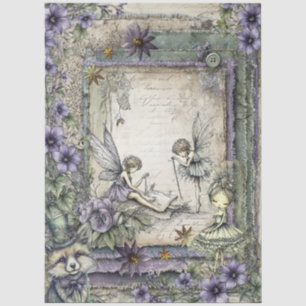 Lavender Denim & Lace Floral Fantasy Fairies  Tissue Paper