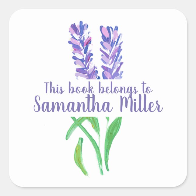 Lavender Design Bookplate Sticker (Front)