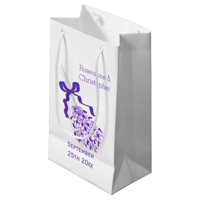 Lavender Design Wedding Small Gift Bag (Front Angled)