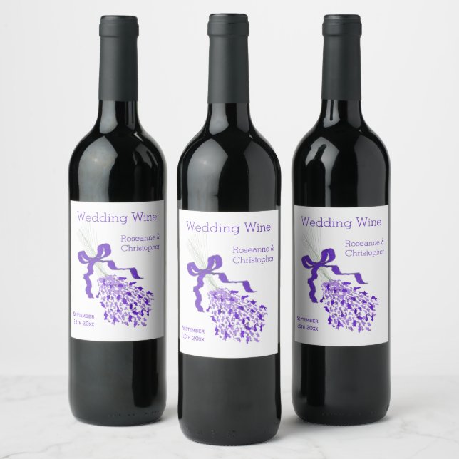 Lavender Design Wedding Wine Label (Bottles)