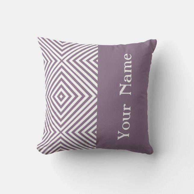 Lavender Diamond Chevron w/ name @ Emporiomoffa Cushion (Front)