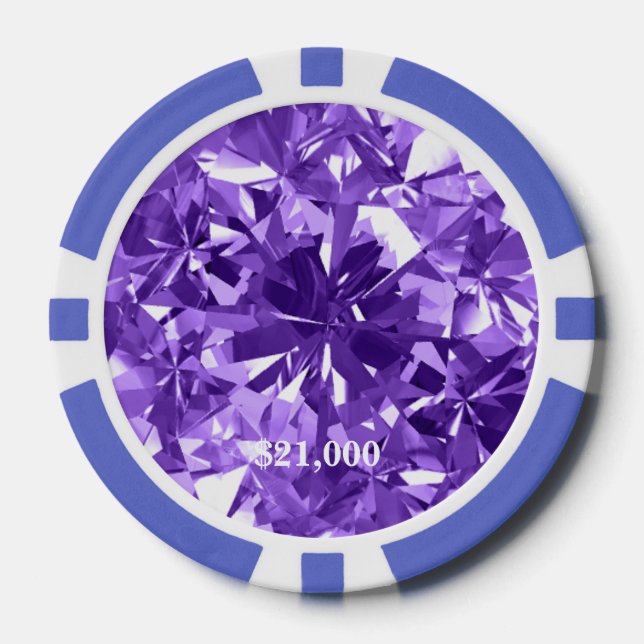 Lavender Diamond Gem Stone Poker Chip Stripe Edge (Front)