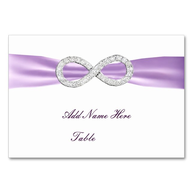 Lavender Diamond Infinity Wedding Table Place Card (Front)