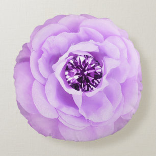 Lavender Diamond Rose Round Cushion