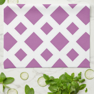 Lavender Diamonds on White Tea Towel