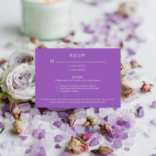 Lavender Dinner Options Wedding RSVP Card (Creator Uploaded)