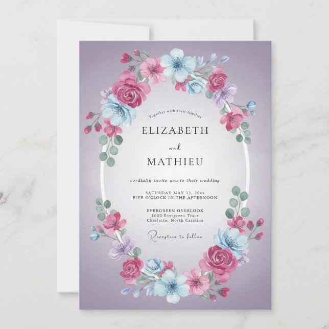 Lavender Divine Spring Wedding Invitation (Front)