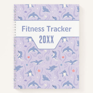 Lavender Dolphin Swim Training Fitness Tracker Notebook