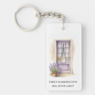 Lavender Door Watercolor Logo Real Estate Agent Key Ring