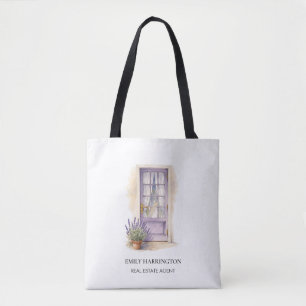 Lavender Door Watercolor Logo Real Estate Agent Tote Bag