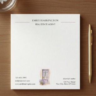 Lavender Door Watercolor Real Estate Agent Notepad