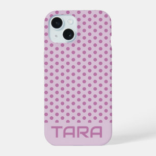 LAVENDER DOTS STYLISH SIMPLE CUSTOMIZED NAME iPhone 15 CASE