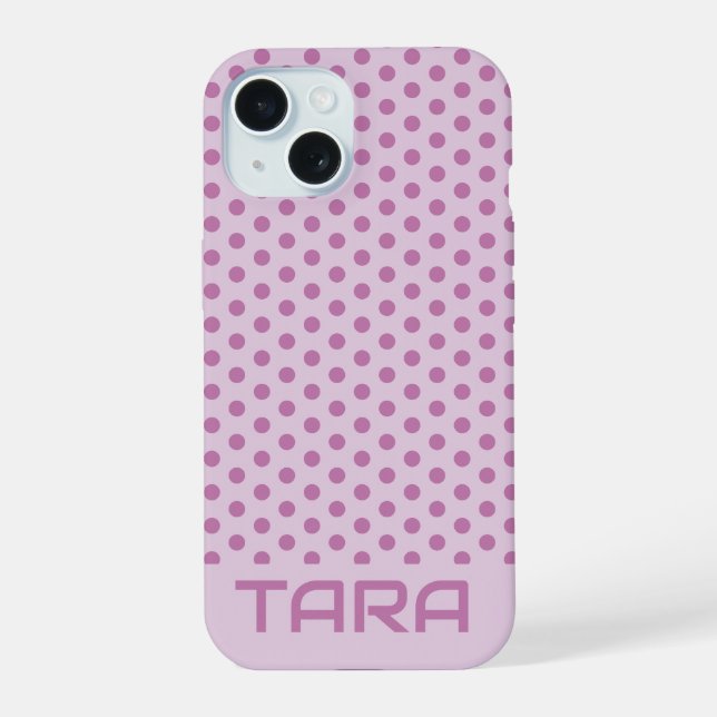 LAVENDER DOTS STYLISH SIMPLE CUSTOMIZED NAME iPhone 15 CASE (Back)