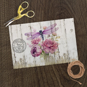 Lavender Dragonfly Pink Peonies Tissue Paper
