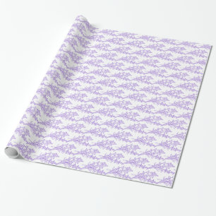 Lavender drawing purple on white pattern  wrapping paper