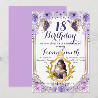 Lavender Dream Floral Birthday Invitation Card