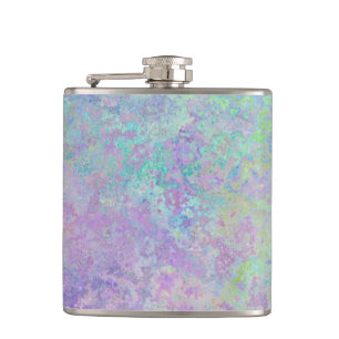 Lavender Dream Neon Pastel Alcohol Ink Abstract Hip Flask