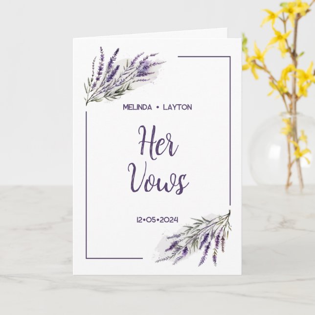 Lavender Dreams: Watercolor Her Wedding Vows Card (Yellow Flower)