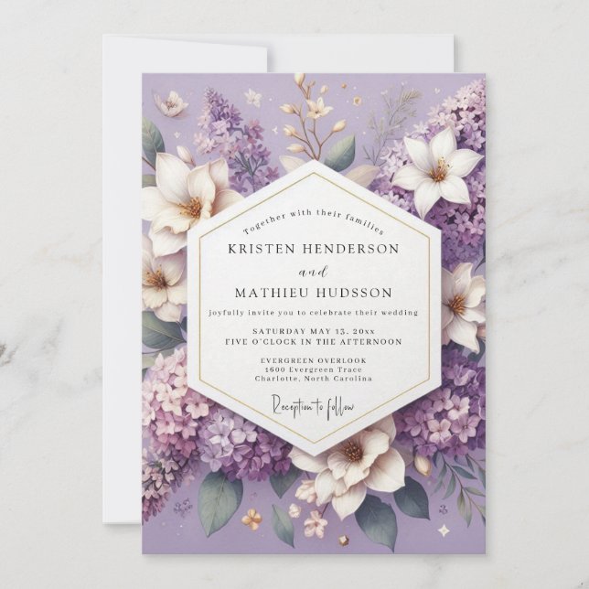 Lavender Dreamy Blossom Wedding Invitation (Front)