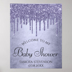 Lavender Drip Baby Shower Chic Purple Icing Glam Poster