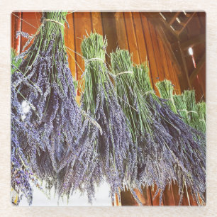 Lavender Drying in a Barn Glass Coaster
