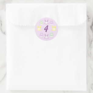 Lavender Easter 4th Birthday Classic Round Sticker