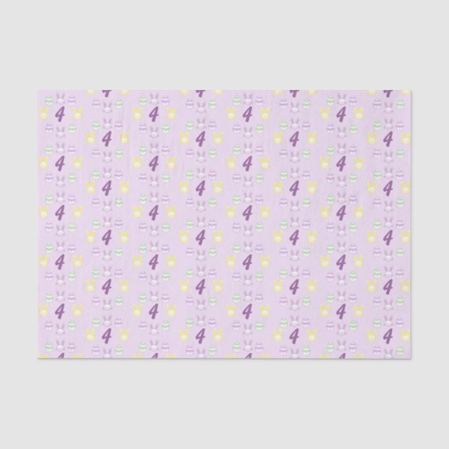 Lavender Easter 4th Birthday Tissue Paper (Front)