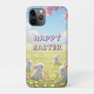 Lavender Easter Cute White Bunny Floral Spring iPhone 11 Pro Case