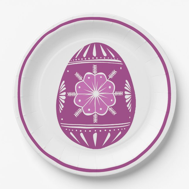 Lavender Easter Egg Paper Plate (Front)
