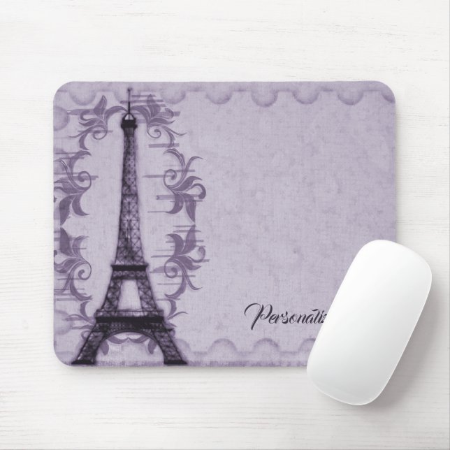 Lavender Eiffel Tower Mousepad (With Mouse)