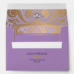 Lavender Elegant Artdeco Diamond Gold Wedding Envelope