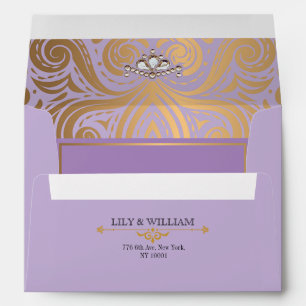 Lavender Elegant Artdeco Diamond Gold Wedding Envelope