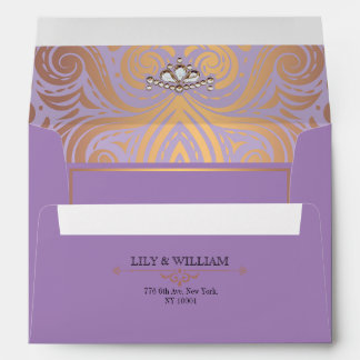 Lavender Elegant Artdeco Diamond Rose Gold Wedding Envelope