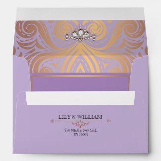 Lavender Elegant Artdeco Diamond Rose Gold Wedding Envelope