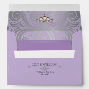 Lavender Elegant Artdeco Diamond Silver Wedding Envelope