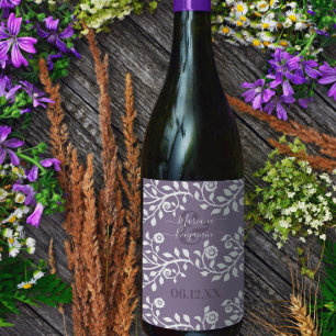  Lavender Elegant Boho Floral Personalised Wedding Wine Label