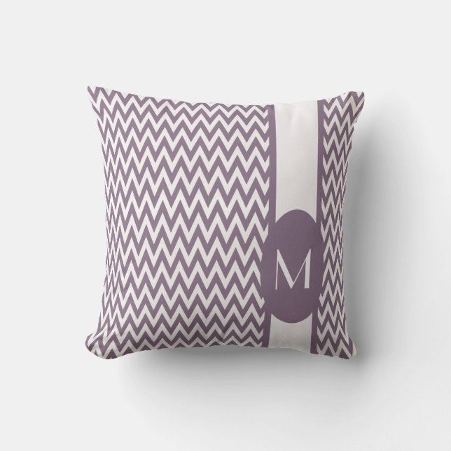 Lavender Elegant Chevron Design with monogram Cushion (Front)
