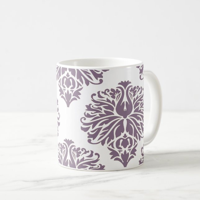 Lavender Elegant Damask Coffee Mug (Front Right)