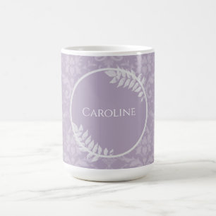 Lavender Elegant Damask Personalised Coffee Mug