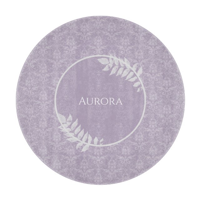Lavender Elegant Damask Personalised Cutting Board (Front)