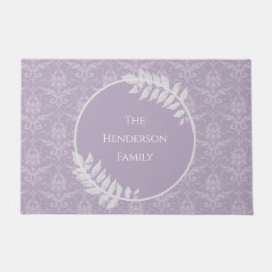 Lavender Elegant Damask Personalised Doormat