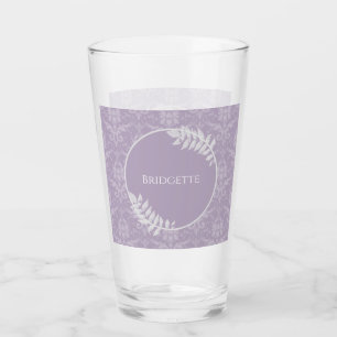 Lavender Elegant Damask Personalised Glass