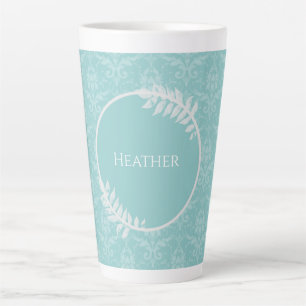 Lavender Elegant Damask Personalised Latte Mug